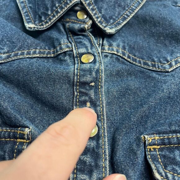 Vintage Y2K denim dress, size 7/8 Mary-Kate Ashley 2000s faded cotton midi dress - Picture 4 of 8